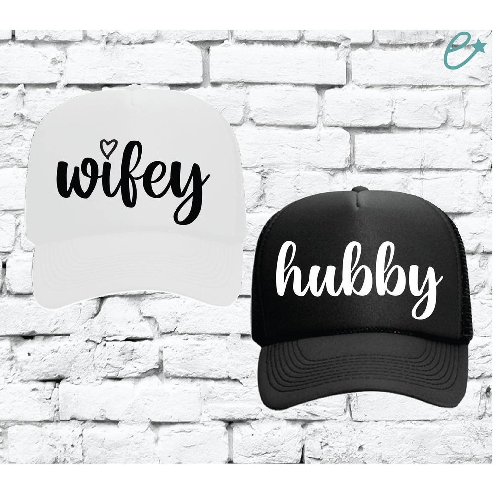 Wifey and Hubby Trucker Hats Bridal Party Hats Mesh Back Hats with Snapback